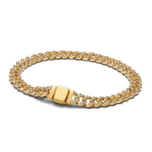 Carina™ | Impresionante pulsera de oro cubano con moissanita