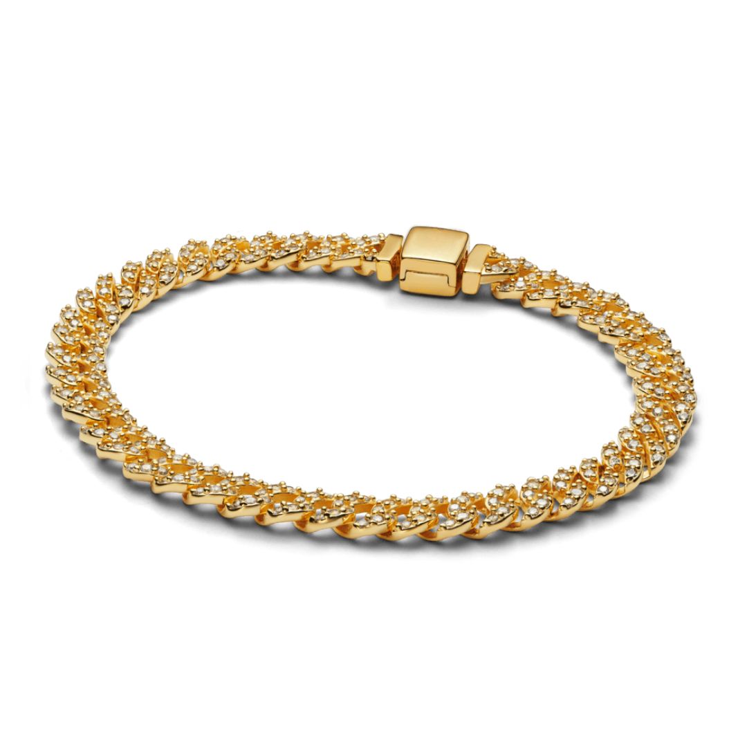 Carina™ | Impresionante pulsera de oro cubano con moissanita