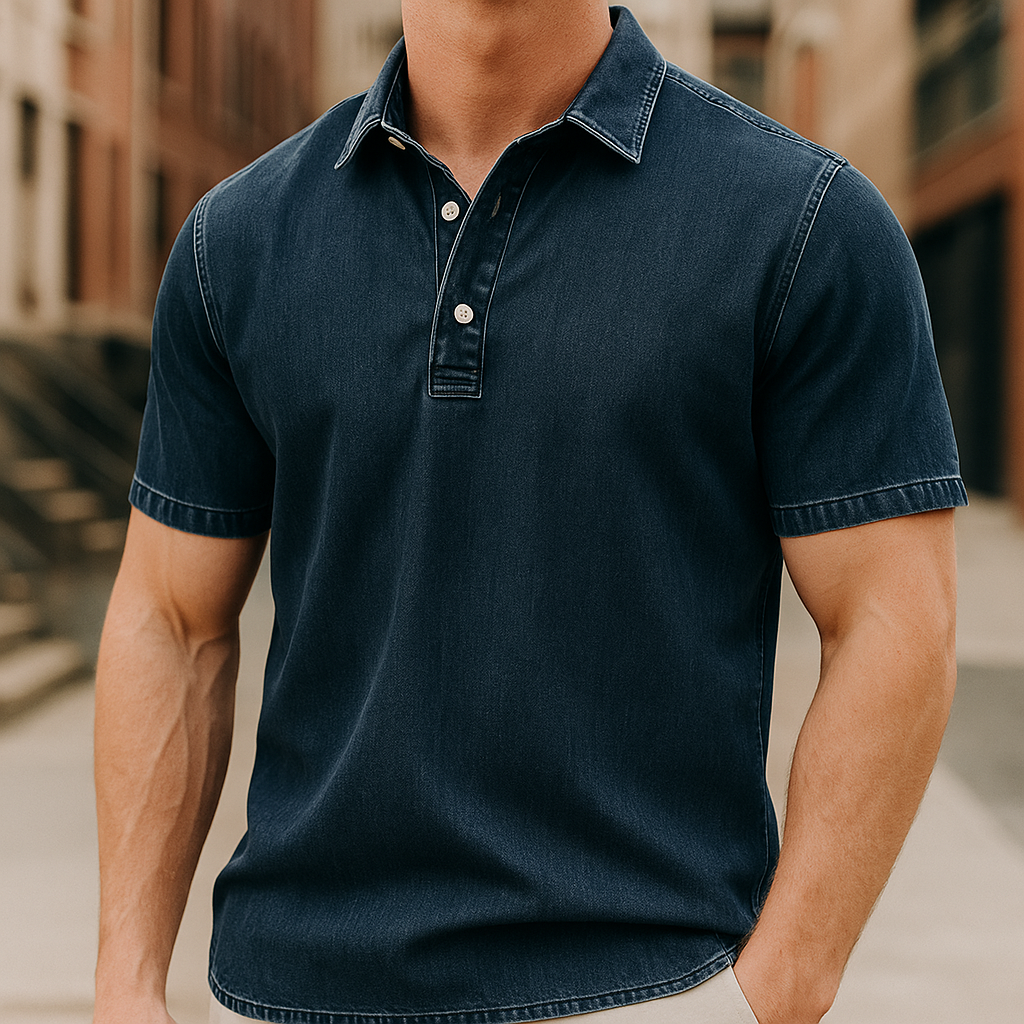 Ejvind™ | Polo elegante con aspecto denim