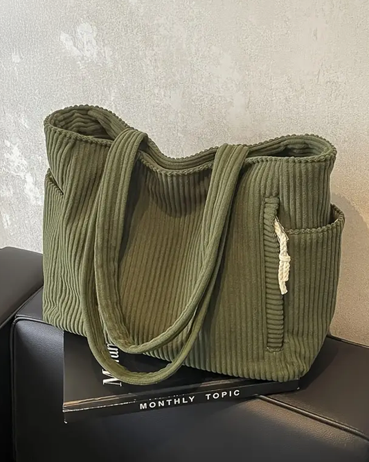 Hanna™ | Bolso de mano acanalado con detalle de cordón
