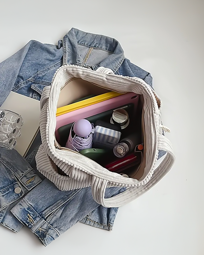 Hanna™ | Bolso de mano acanalado con detalle de cordón