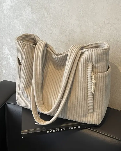 Hanna™ | Bolso de mano acanalado con detalle de cordón