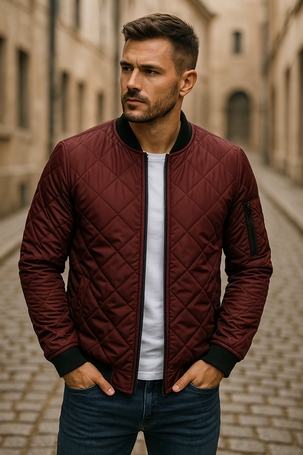Ludvig™ | Chaqueta bomber acolchada de lujo con estampado de rombos