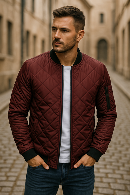 Ludvig™ | Chaqueta bomber acolchada de lujo con estampado de rombos
