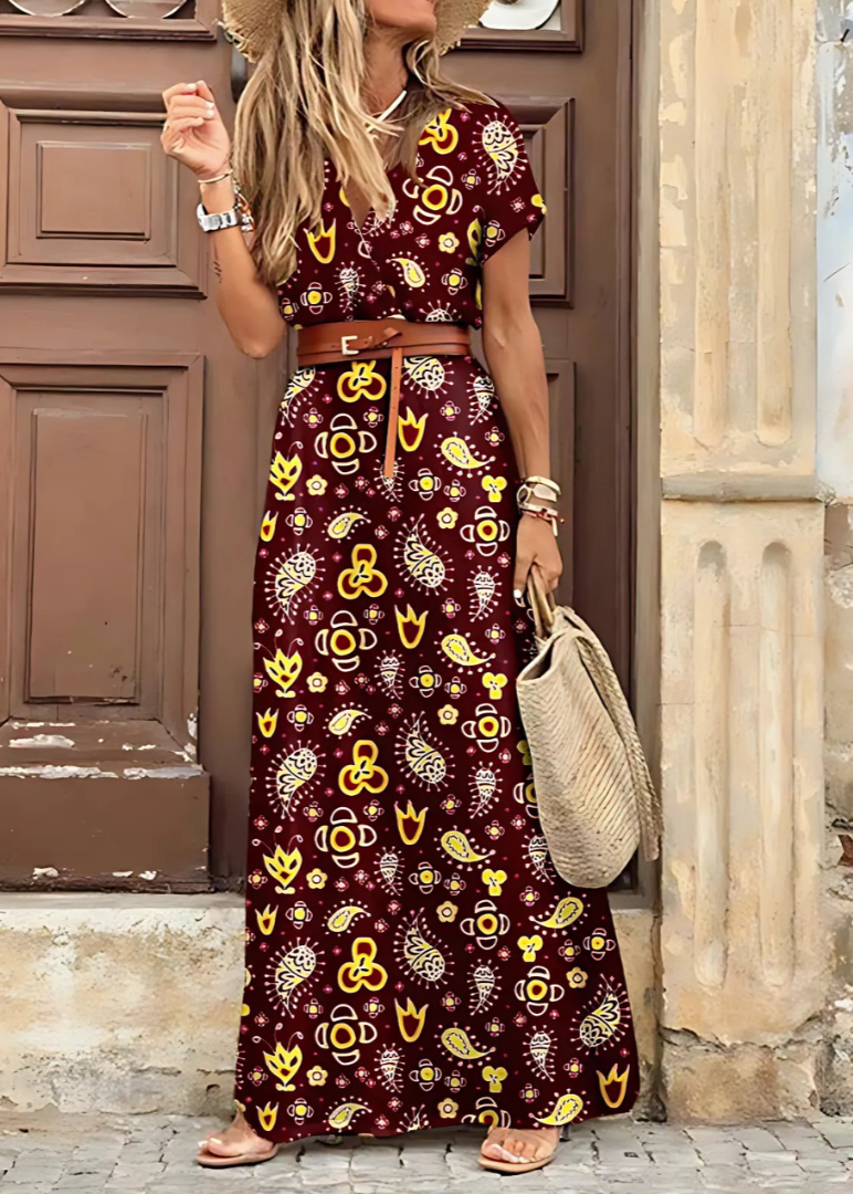 Maja™ | Vestido largo bohemio con cintura plisada